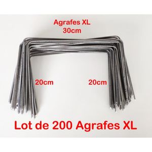 NATTE ANTI-VÉGÉTATION Lot de 200 Large XL Agrafes 30cm par 20/20cm Fixat