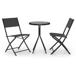 Ensemble table et chaise de jardin Ensemble de bistro 3 pcs Acier Noir-S17654
