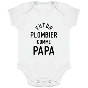 BODY body bébé | Cadeau imprimé en France | 100% coton | Futur plombier comme papa