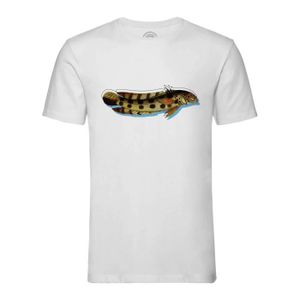 T-SHIRT T-shirt Homme Col Rond Blanc Poisson Amusé Collage Biologie Illustration Ancienne