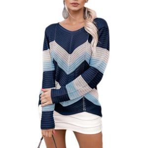 PULL Pull Rayures Ondulées Col Rond pour Femme Pull Cou