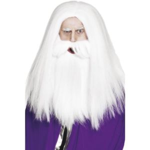 Perruque Magicien pour gar/çons NET TOYS Perruque /à Poil Long avec Barbe pour Enfants Perruque Gandalf avec Barbe Perruque de Sorcier pour Les Enfants