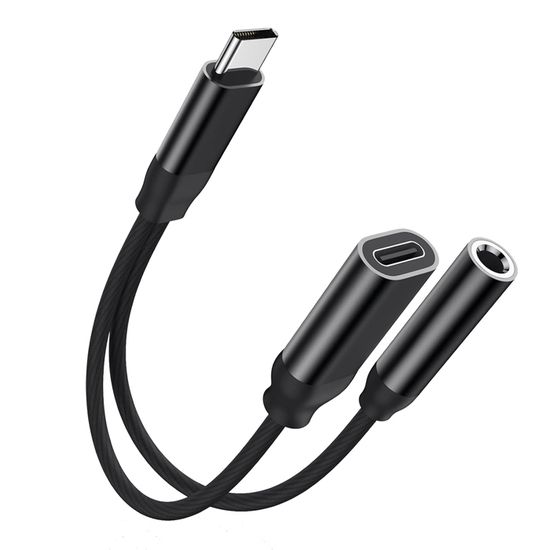 DoubleAdaptateurCâblediviseurTypeCprisejack3.5mmchargeurUSB-CNoirpourRealme11Pro+Plus5G