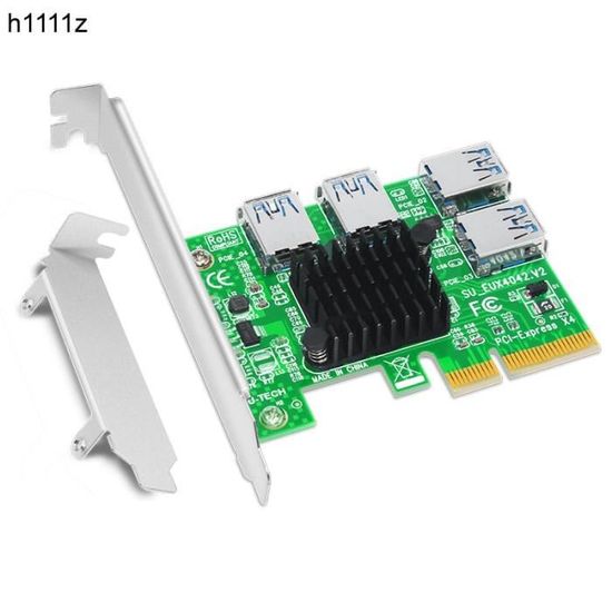 Carte PCI Express Riser 1 à 4 16X PCIe Riser 1X à 4 USB 3.0, adaptateur ...