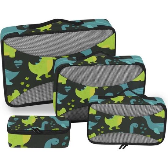 Lot De 4 Cubes D'Emballage De Voyage Pour Valise, Plante Tropicale, Palmier Sur La Plage