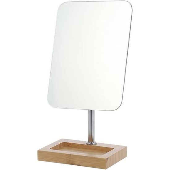 Miroir De Table Rectangulaire Avec Support En Bois Et Métal - Miroir Pivotant Pour Maquillage, Salle De Bain, Chambre - 21x16 Cm - 9