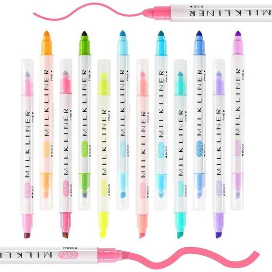Mildliner Highlighters Lot de 12 Surligneurs Pastel, Surligneurs