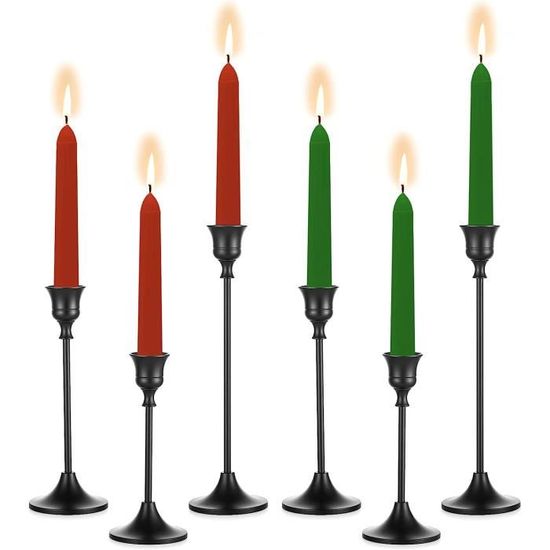 HUOGEE Lot De 6 Bougeoirs Métal Noir Vintage - Différentes Tailles Pour Décoration Table Mariage Et Salon