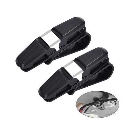 2 Porte-Lunettes Voiture - Linvshi Shop - Clip 180° Pour Pare-Soleil - Double Stockage Lunettes & Cartes