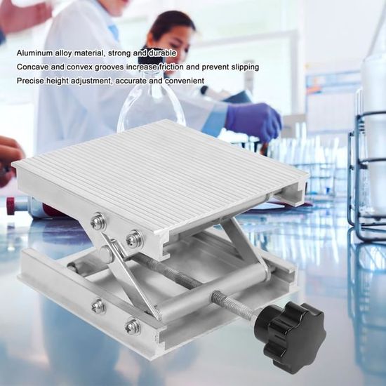 Plateforme élévatrice Laboratoire 90x90 Mm - Support Réglable Hauteur 90 Mm - Alliage Aluminium - Pour Niveau, Outil Mesure