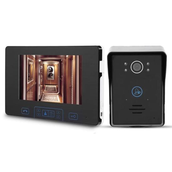 Drfeify sonnette vidéo 7 pouces caméra sans fil empreinte digitale vidéo sonnette interphone numérique porte téléphone 2,4 GHz