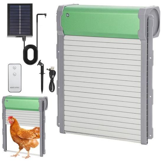 Vicalo Porte Automatique Poulailler Solaire Avec Télécommande - Grande 40.5x30.5cm Anti-Pincement 4 Modes