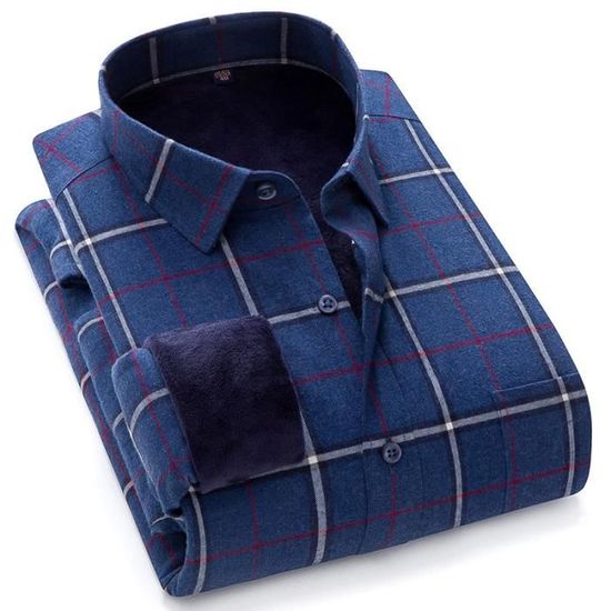 Chemise Hiver Homme INSFITY - Carreaux Doublée Polaire - Manches