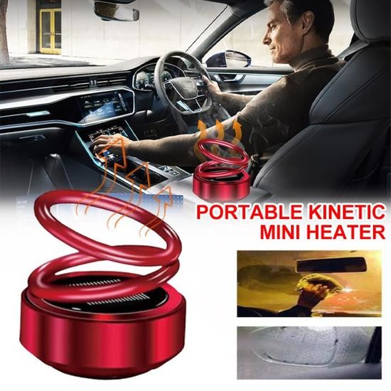 Décorateur Solaire Cinétique Pour Voiture - Double Anneau Rotatif Parfumé - Fonctionne à La Lumière (Noir/Rouge)