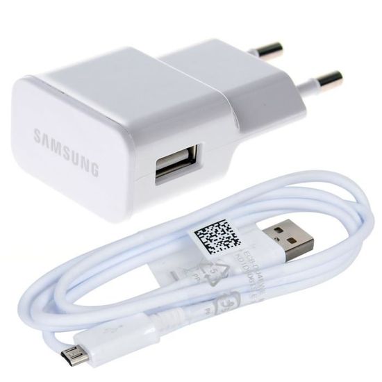 Samsung TA20 Chargeur Galaxy Tab S Charge Rapide AFC 2 A avec Câble Micro  USB 1,5 m Blanc