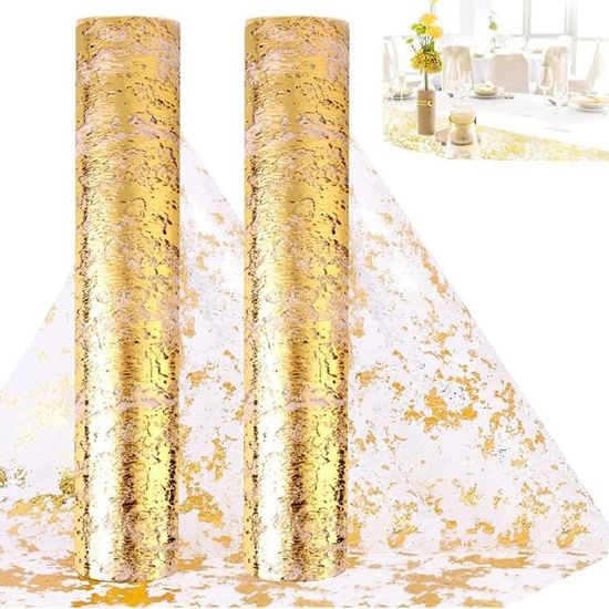 2 Pcs Chemin De Table Doré, Chemin De Table Doree Or, Chemin De Table