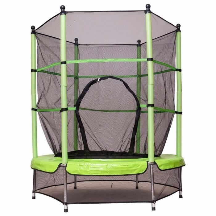 Gaintex Trampoline de Jardin Enfant Extérieur Equipé Filet de Protection et Grande Porte 140x78,72x162CM en Vert