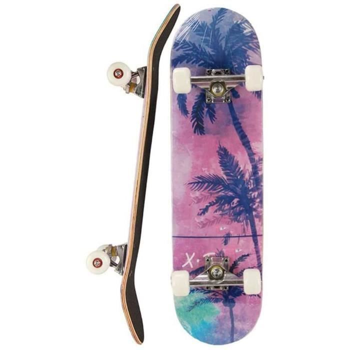 WZHESS 9 Couche canadienne de Bois d'érable Concave Planche à roulettes Planches à roulettes complète, 31 Pouces Skateboard Pro pour
