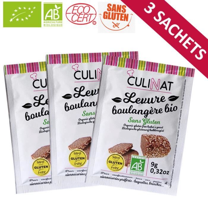 Levure boulangère bio sans gluten Culinat Culinat 3x9g