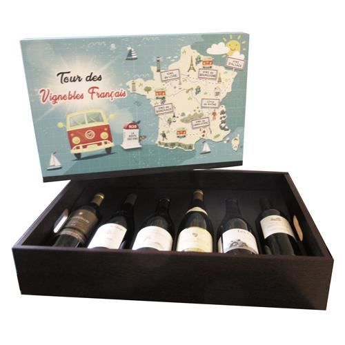 Plateau Tour des Vignobles Français de 6 bouteilles