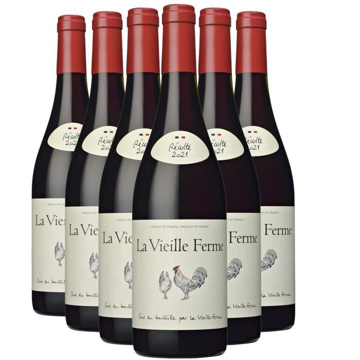 La Vieille Ferme Rouge 2021 - Lot de 6x75cl - Famille Perrin - Vin Rouge de la Vallée du Rhône - Appellation AOC Ventoux