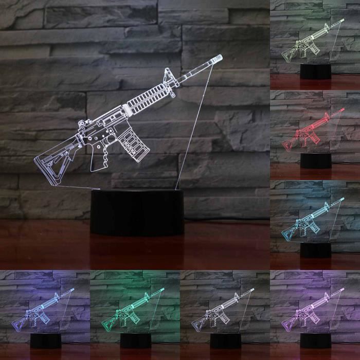 Créatif Gun 3D USB LED Lampe 7 Couleur Tactile 3D LED Nuit Lumière Lampe de Table Garçon Chambre Décoration Meilleur Jouet Cadeau