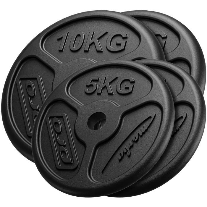 Marbo Sport Ensemble de Poids Minces en Fonte en Fonte ø30 / 31 mm 2 x 10 kg + 2 x 5 kg / 30 kg