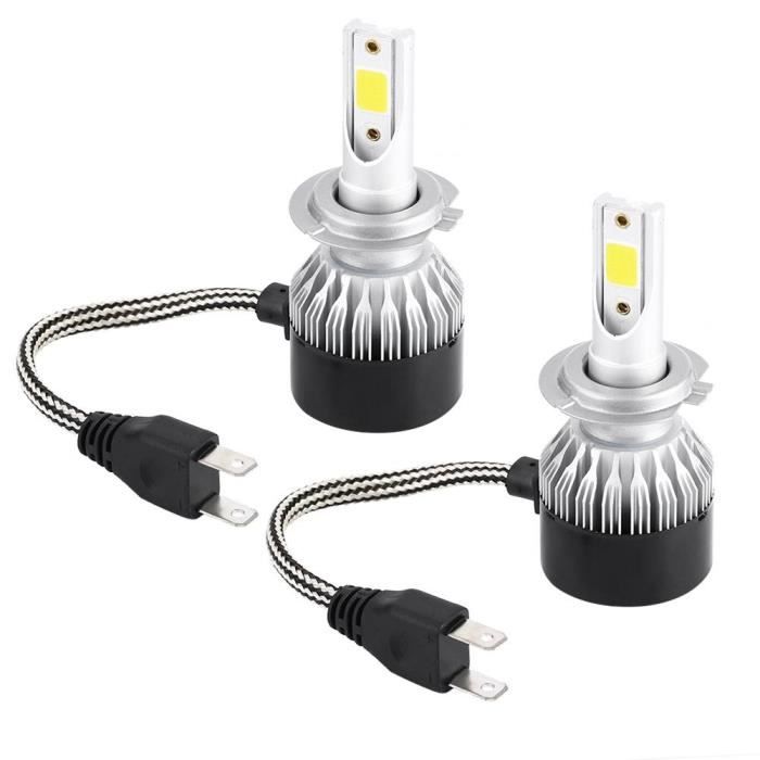 Qiilu ampoules de phare LED 2pcs Super Bright Car Auto Mini Kit de phare LED Ampoules de phare 55W 6000K pour H7