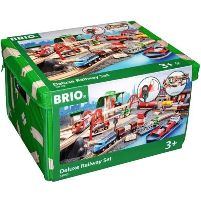 Brio World Circuit de Chemin de Fer Deluxe - Coffret 87 pièces - Circuit de train en bois - Ravensburger - Dès 3 ans - 33052