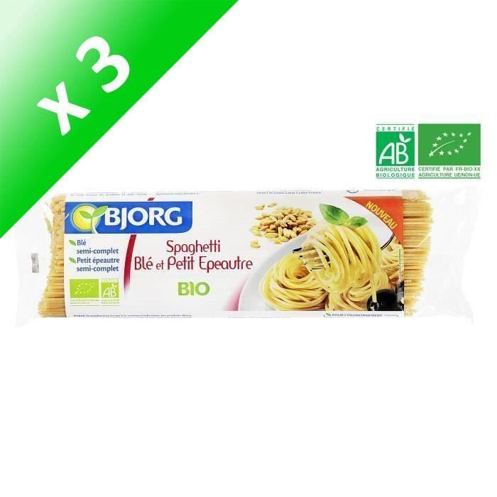 BJORG Spaghetti Blé Petit Epeautre Bio - 500 g (Lot de 3)