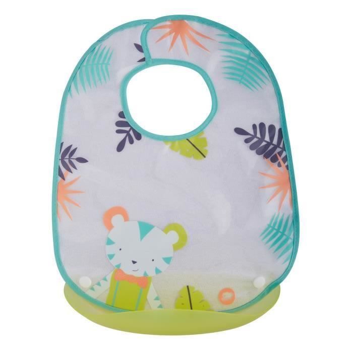 Bavoir Textile + Ramasse miettes plastiques - Jungle Vibes Jungle Vibes (Lot de 3)