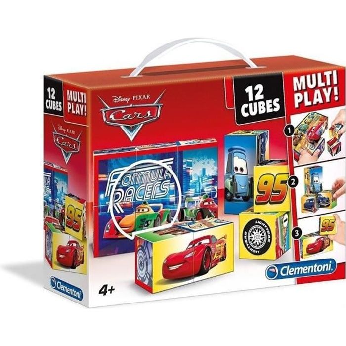 CLEMENTONI - Puzzle 12 Cubes Multiplay - Cars