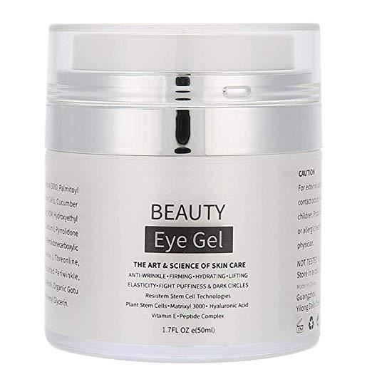 Crème Yeux Anti-âge Eye Gel Contour des Yeux Effet Lifting Vitamine A E+Acide Hyaluronique Anti-rides Anti-poches, 50G