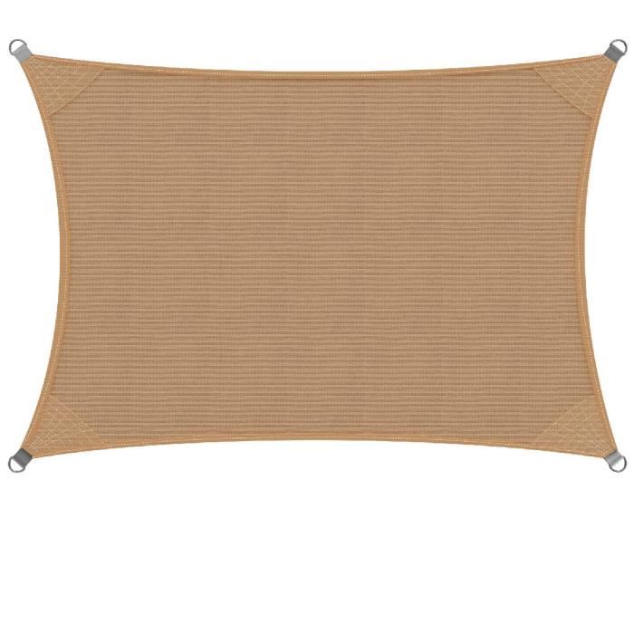 Voile d'ombrage Auvent PEHD Rectangulaire 3x4m Sable Jardin balcon terrasse