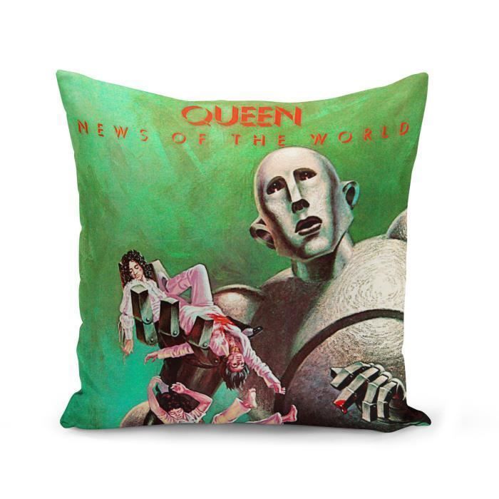 Housse de Coussin 40x40 cm Queen Freddy Mercury News of the World Album Cover Rock 80's