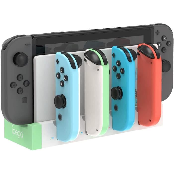 Chargeur Console et 4 Joy Cons Contrôleurs, Support de Station de Charger ave LED indicateur pour Nintendo Switch Joy Cons