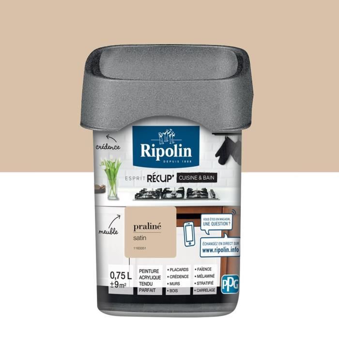 RIPOLIN Peinture de Rénovation spéciale Cuisine & Bain - Praliné Satin, 0,75L