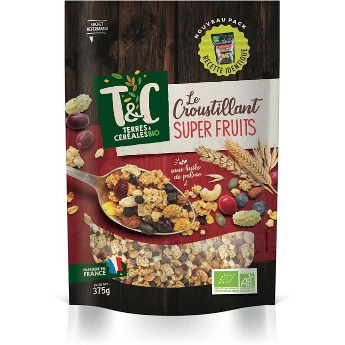 LOT DE 9 - TERRES ET CEREALES Le Croustillant Muesli superfruits bio 375 g
