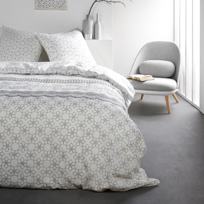 Housse de couette 240x260 Sunshine Khozodom + 2 taies 100% coton 57 fils Blanc