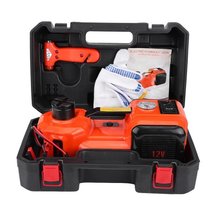 Cric Hydraulique, Cric à Voiture Cric Électrique Automatique Cric 12V avec Lampe LED, Capacité de 5 Tonnes-YUW