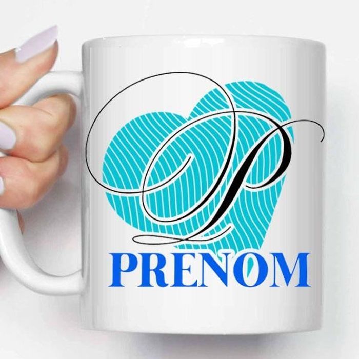 MUG046 BLEU -Personnalisé avec votre Initiale et votre prénom-
