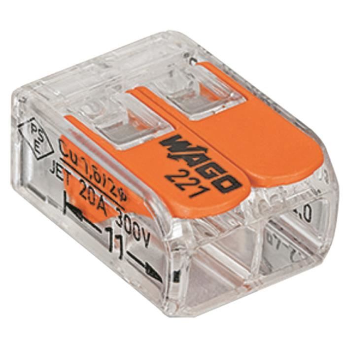 WAGO Pack de 10 Bornes de connexion universelle tous conducteurs - Type 221/2 entrées