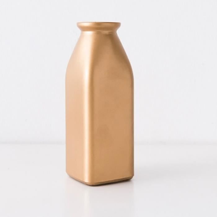 Bouteille De Fleur De Barre De De Séchée En Verre D'or Galvanisée De Décoration De Restaurantforme Vase Carré - 421909 Or