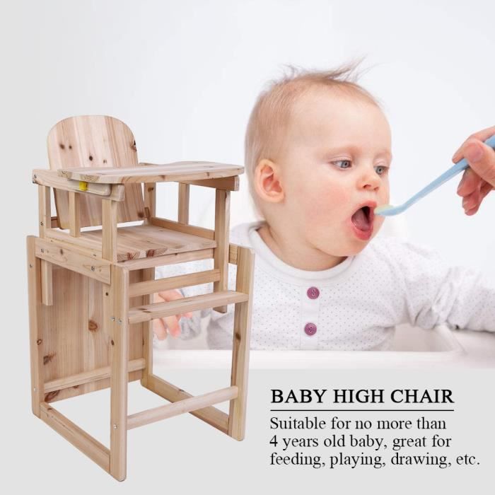 Chaise haute Baby Deluxe Chaise haute pour bébé table haute amovible en bois massif avec plateau réglable -CWU