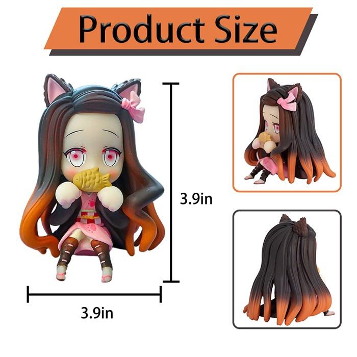 2 Figurines Anime Chibi + 2 Porte-Clés – PVC Coloré – Déco Bureau – Cadeau Fan – Lot