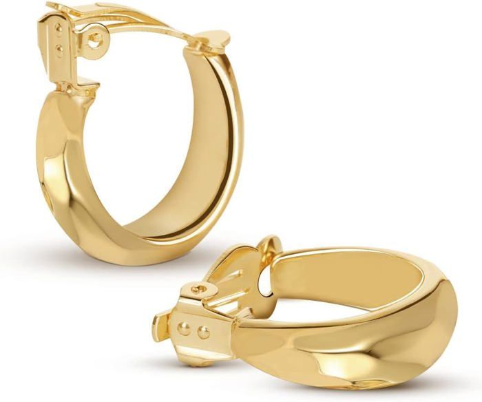 Boucles D'oreilles Créoles En Or Plaqué - Style Vintage Torsadé, 1,9 X 2,9 Cm - Fermoir Clip Sécurisé - Cadeau Femme élégant - 9