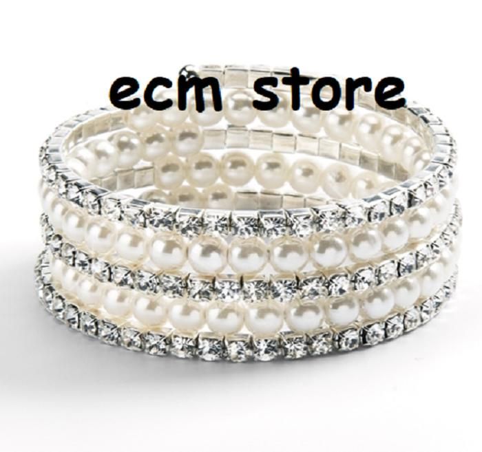 Bracelet - CONFORT ET VIE - Multirang perles et strass - Taille Unique - Diamètre 6 cm - Mixte