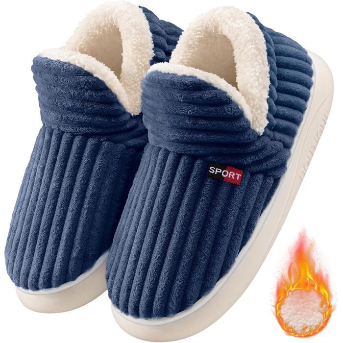 Chaussons D'hiver Chauds Pour Femme Et Homme - Doublure Fourrure Et Mousse Mémoire - Semelle Antidérapante - Intérieur/extérieur
