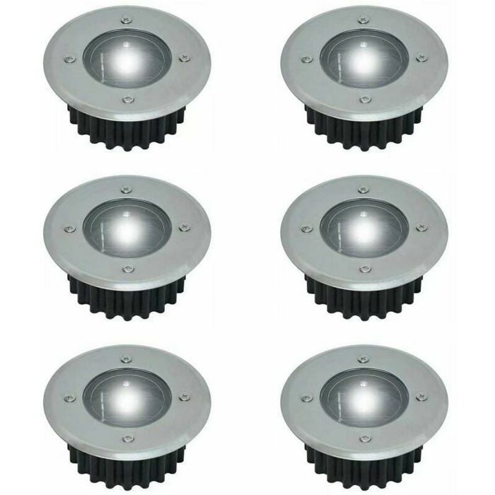 Lot De 6 Spots Led Solaires Encastrables Au Sol - Ronds - Diamètre : 85 Mm - Extérieur Résistant Au Piétement - Façade En