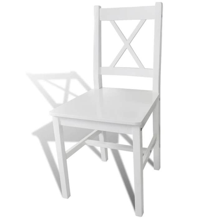 Lot de 4 Chaises à manger Chaise de cuisine Vidaxl blanc bois de pin C56
